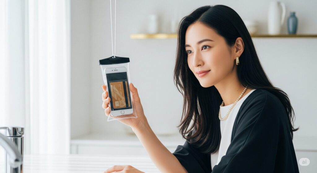 必需品の防水スマホケースと貴重品管理